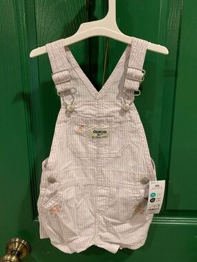 OshKosh B'gosh Light purple & White Striped Shortalls